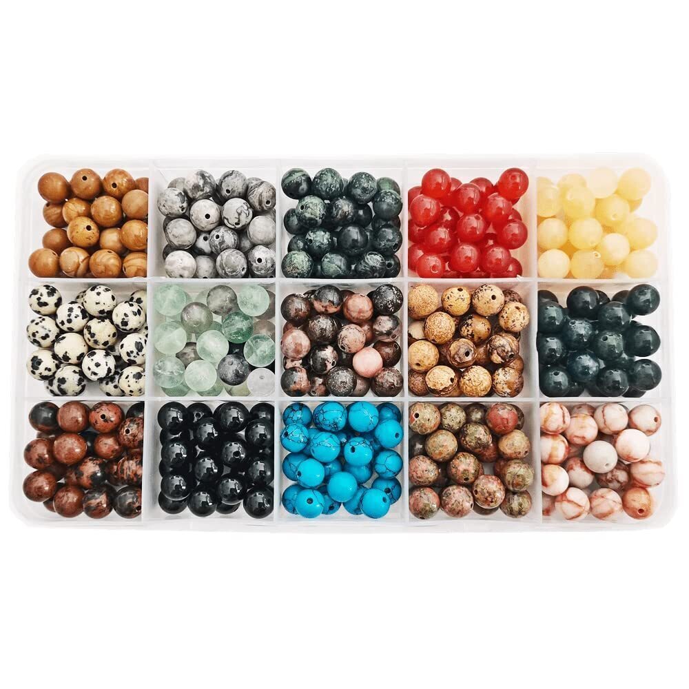 3632 375pcs 8mm Real Natural Round Stone Beads Smooth Crystals Loose